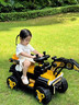 WORK BABY儿童电动挖掘机可坐大人宝宝遥控挖土机男女小孩生礼物玩具工程车 卡洛黄+单驱+音乐蓝牙 实拍图
