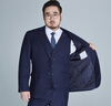 阿悠胖大码西服套装男商务结婚伴郎西装礼服 藏青西服西裤 6XL/205 实拍图