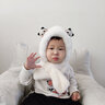 贝娜茜婴儿帽子秋冬季护耳毛绒帽儿童帽子冬季保暖男童女童围巾一体可爱 熊猫-白色 6个月-4岁（44-51.5CM） 实拍图