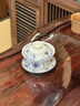 野翔宁夏兰州八宝茶盖碗陶瓷特大号甘肃青花瓷单个大茶杯泡茶碗三泡台 带金莲花（300毫升） 实拍图