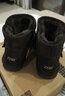 ZHR反绒牛皮雪地靴女圆头套脚平底女靴保暖棉鞋手工缝制秋冬新 黑色 37 实拍图
