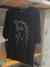 栢斐荻短袖T恤男新款休闲百搭夏季大码宽松五分袖ins港风学生嘻哈短袖潮 C17  黑色 L 实拍图