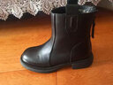 PIPH头层牛皮短靴2025秋冬新款真皮女鞋平底马丁靴妈妈皮鞋加绒女靴子 黑色【加绒款】ZZM21183-1 38 实拍图