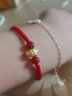 周福生黄金转运珠男福佑生肖蛇本命年红绳手链刻字 生日礼物送女友 单个福佑虎（下单备注手寸或身高体重） A款：红绳4玛瑙 实拍图