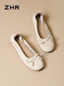 ZHR单鞋女蝴蝶结软平底豆豆女鞋气质浅口奶油蛋卷鞋子女 BK105米色37 实拍图