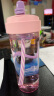 苏泊尔（SUPOR）水杯大容量塑料杯吸管杯高颜值成人男女士学生运动杯子 夏日粉+便携提手 650ml 实拍图