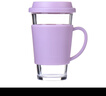 Glasslock韩国进口钢化玻璃办公家用带把手带盖情侣儿童茶水牛奶杯 浅紫色500ml 实拍图