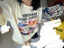 萨姆依日系趣味卡通印花短袖t恤女学生ins复古休闲半袖夏季潮牌宽松上衣 杏色【高品质纯棉】 M 实拍图