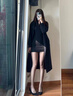 妙奕嘉黑色性感纯欲连衣裙紧身连体包臀裙小妈风裙子御姐礼服高级感短裙 辣妹修身包臀打底连衣裙【黑色】 XL 【建议110-120】 实拍图