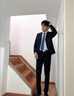 罗蒙（ROMON）中老年人西服套装男爸爸男装正装岳父结婚礼服男格子西装两件套 581两扣藏格子西服+西裤+ XL 180 晒单实拍图