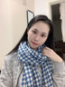 浩冠 围巾女秋冬季保暖针织学生围脖披肩韩版毛线流苏撞色千鸟格围巾 千鸟格蓝色 实拍图