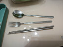 美厨（maxcook）304不锈钢筷子勺子餐具套装 便携式筷勺四件套 牛油果绿MCGC0628 实拍图