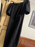 香影（xiangying）黑色吊带连衣裙女2025春夏新款垂坠感气质收腰无袖雪纺小黑裙 黑色 L 实拍图