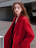 三彩女装2023冬季新款西装领全羊毛双面呢毛呢大衣外套宽松中长款 红色 160/84A/M 晒单实拍图
