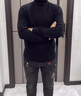 皮尔卡丹（pierre cardin）羊毛衫男纯羊毛高领毛衣中青年秋冬保暖长袖针织衫 黑色 常规 XL （建议135到155斤左右） 实拍图