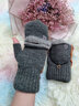 笙格儿 手套男冬季半指骑行保暖漏指韩版针织毛线手套棉男士秋冬天写字户外加绒加厚防寒 深灰 均码有弹性 实拍图