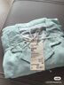 无印良品（MUJI） 女式 无侧缝双层纱织睡衣女士家居服春秋纯棉条纹格纹长袖 女款 淡绿色条纹 S (上装155/80A下装155/62A) 实拍图