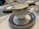 瑞玖骨瓷餐具套装60头家用欧式碗盘碟全套餐具可微波十人份乔迁礼盒装 深蓝之恋餐具60头（10人适用） 实拍图