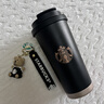 星巴克杯子美式咖啡杯不锈钢水杯保温杯保冷杯车载杯随手杯送礼 黑色金底送小熊挂坠520ml 实拍图