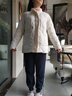 子牧棉麻冬装 女韩版百搭棉衣外套洋气收腰长袖棉服2221 米白色 M(建议90-105斤) 实拍图
