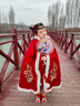 G.duck冬季小女孩汉服唐装马面裙女童2025新款秋冬儿童拜年服冬款过年服 【红色】上衣+裙子+披风+毛领 130 cm 实拍图