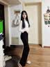 萝美酱弹力微喇叭裤子女休闲2026春秋新款高腰显瘦修身西装马蹄裤小个子 黑色 弹力喇叭裤常规 M 【建议95-105斤】 实拍图