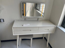 乐系（LEXI）卧室梳妆台实木化妆台小户型轻奢感梳妆桌欧式ins风 带灯镜梳妆桌100cm+凳子/白色 实拍图