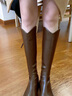 狄德拉棕色长筒靴女厚底内增高小个子不过膝骑士靴v口加绒显瘦高筒靴 平底款棕色绒里 35 (225mm)  偏大一码 实拍图