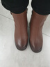 意尔康女靴羊皮粗跟气质通勤及踝靴加绒保暖短靴女 14734W 棕色   37 实拍图