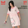 猫人（MiiOW）100%纯棉睡裙睡衣女士家居服圆领舒适透气简约春夏套头短袖可外穿 胖胖小猫粉 淡粉 M 推荐（80-100斤） 实拍图