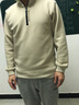 罗蒙（ROMON）半拉链卫衣男加绒加厚秋冬保暖休闲t恤男长袖立领男装打底衫外套 米色 加绒 L 170 实拍图