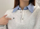 初语拼接假两件衬衫卫衣女25春秋新款知识分子时尚polo领上衣情侣 黑蓝色 L 实拍图
