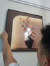 福进门奶油风餐厅装饰画柿柿如意客厅钟表挂画饭厅餐桌背景墙壁画高级感 A（黑色边框） 50*50+50挂钟 常规款（优质油画布+铝合金） 实拍图