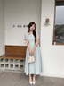 范思蓝恩法式方领连衣裙女2024夏季新款气质收腰褶皱设计感12999 晴空蓝 M 实拍图