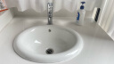 潮窑椭圆形台中盆半嵌入式台上盆洗脸盆洗手盆家用卫生间陶瓷洗面盆 18寸椭圆白色盆 赠下水+冷热龙头+角阀 实拍图