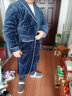 曲果（QUGUO）情侣睡衣冬季三层珊瑚绒夹棉女士加长款男士睡袍加厚保暖冬天浴袍 9849女款-豆沙粉 L 实拍图