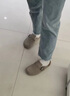 依思 Q女鞋2025夏季新款百搭一脚蹬包头勃肯拖鞋女舒适居家休闲外穿鞋子 卡其/真皮材质 37 (150mm) 实拍图