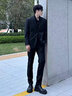 吉约蒙（G·MONS）西服套装男士商务抗皱易打理休闲西装套装结婚新郎职业正装西装 黑色B版【上衣+裤子】C0020 50 实拍图