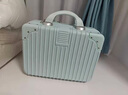 AODAISI复古手提化妆箱14英寸16英寸行李箱女伴手礼轻便皮箱登机旅行箱子 浅蓝色 14英寸 【可挂拉杆箱上】无密码锁 实拍图
