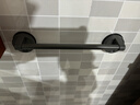 访客吸盘毛巾架卫生间免打孔浴室毛巾杆浴巾壁挂置物架收纳挂架单双杆 掉落包赔 30cm 【枪灰色单杆30CM】 实拍图