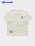 FILA FUSION斐乐潮牌情侣款针织短袖衫夏季时尚宽松纯棉T恤 麦乳色-BG 2XL 185/104A 实拍图