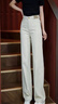 定原米白色纯棉软牛仔直筒裤女2025新款宽松女裤秋冬季窄版高腰阔腿裤 【春秋款】米白色/长裤 L /28【105-115斤】 实拍图