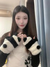 蓓沐格手套女冬季保暖亲肤可爱国宝熊猫公仔露指户外学生玩雪防冻棉手套 【可爱熊猫】露指手套 内里加绒加厚（12*22cm） 实拍图