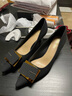达芙妮气质高跟鞋女尖头细跟浅口单鞋女百搭工作鞋4623101023 黑色 35  实拍图