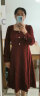 尚都比拉秋季法式连衣裙中长款气质女神范显瘦小个子裙子 酒红色 L  实拍图
