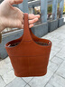 裘真复古遇花篮包手提斜挎牛皮包通勤休闲大容量菜篮子包 焦糖棕-荔枝纹 实拍图