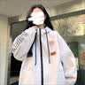 秦末风衣外套女春秋款韩版宽松慵懒风中长款连帽开衫夹克秋冬季女装潮 杏色（春秋款） M 建议 80-120斤 实拍图