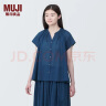 无印良品（MUJI） 女式强捻法国袖罩衫衬衫内搭夏季款薄荷曼波风纯棉全棉短袖 藏青色 M (160/84A) 晒单实拍图