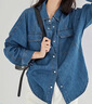 对白新复古回潮宽松美式长袖牛仔衬衫女2025秋装新款别致设计感上衣 复古蓝 XL 实拍图