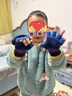 牧萌儿童手套男童女童秋冬季翻盖手套保暖小学生半指写字可爱毛线手套 深蓝熊猫【半指-翻盖两用】 2-9岁宝宝【高弹力】 实拍图